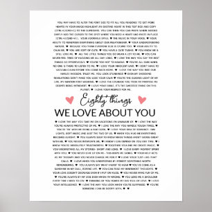 80 redenen waarom we van je verjaardagscadeau houd poster