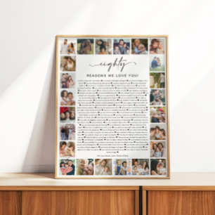 80 Redenen Waarom We Van Jou Houden Foto Collage A Perfect Poster