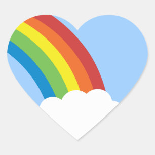 80 Retro Rainbow Heart-Shaped Stickers