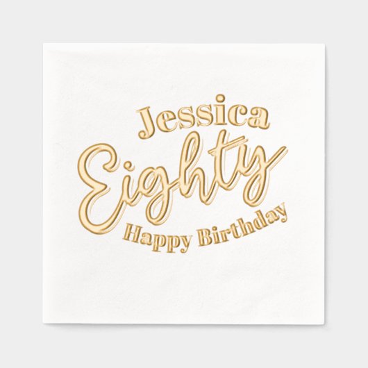80 script gouden 80ste verjaardagsfeest folie servetten (Voorkant)
