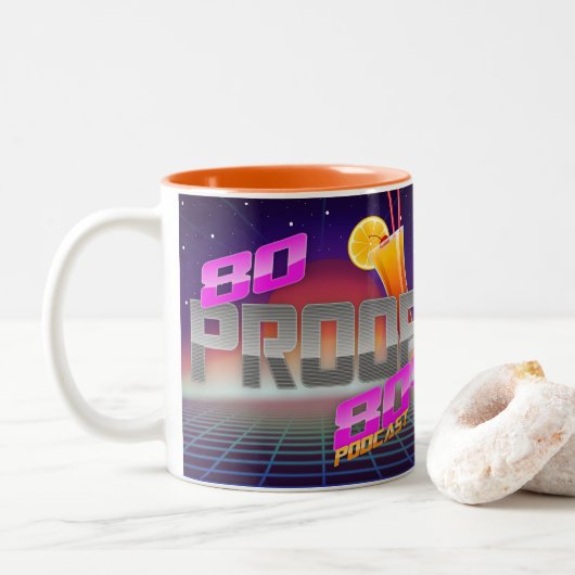 80 tasse de logo Podcast de preuve par 80s (Avec donut)