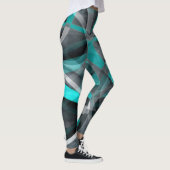 80 Turquoise en grijs Arched Line Pattern Leggings (Rechts)