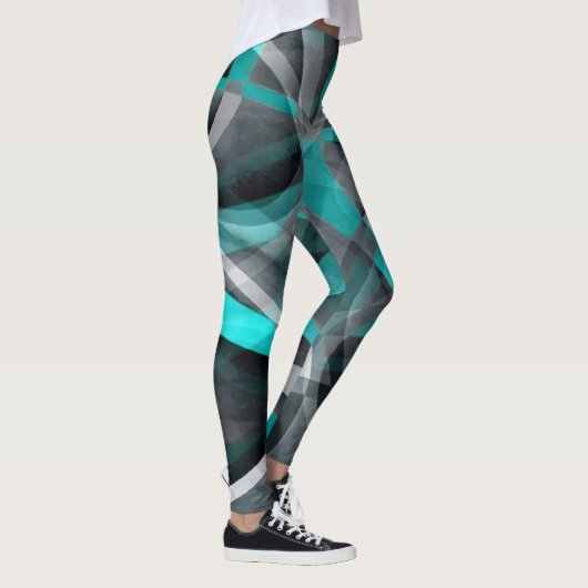 80 Turquoise en grijs Arched Line Pattern Leggings (Rechts)