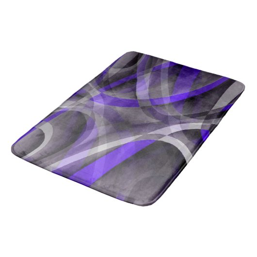 80 Vibes Violet Blue en grijs Funky Pattern. Badmat (Gekanteld)