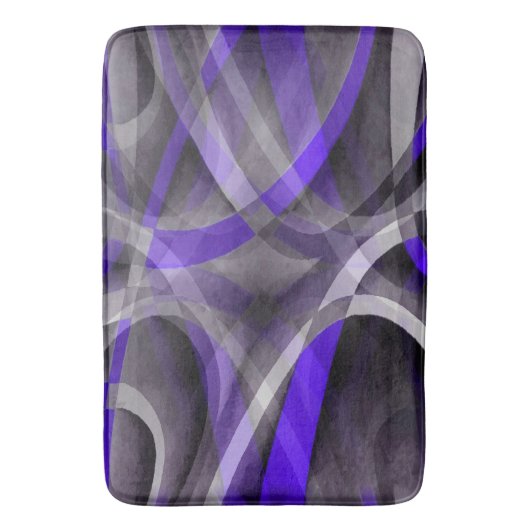 80 Vibes Violet Blue en grijs Funky Pattern. Badmat (Voorkant Verticaal)