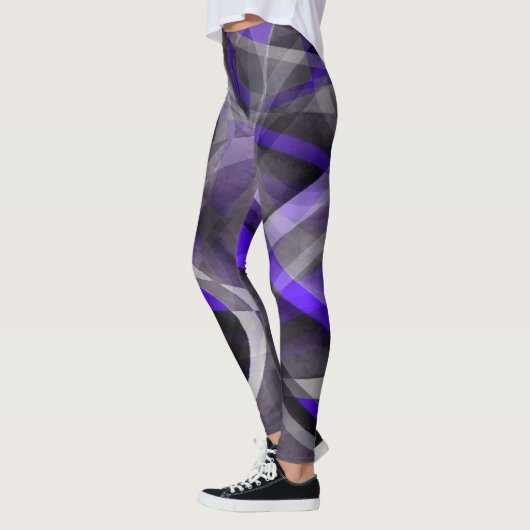 80 Vibes Violet Blue en grijs Funky Pattern. Leggings (Links)