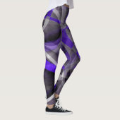 80 Vibes Violet Blue en grijs Funky Pattern. Leggings (Rechts)