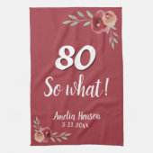 80 Wat Funny Red Waterverf Roos 80th Birthday Theedoek (Verticaal)