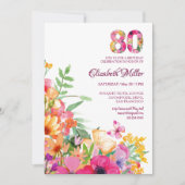 80 Years Flowers Butterflies 80th Birthday Kaart (Voorkant)