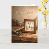 80 Years Loved Rustic Dad Workbench 80th Birthday  Kaart (Gele Bloem)
