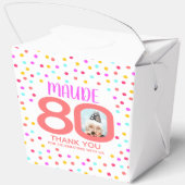 80e aangepaste foto kleurrijke koraal confetti ver bedankdoosjes (Achterkant)