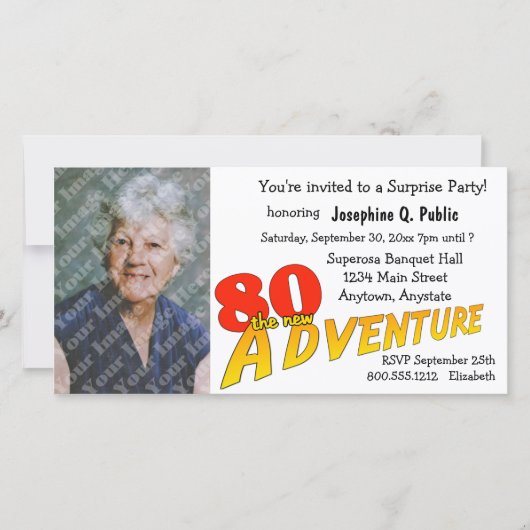 80e anniversaire Aventure Party Photo Invitation (Devant)