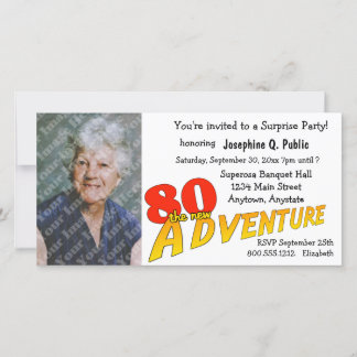 80e anniversaire Aventure Party Photo Invitation