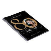 80e anniversaire Black Gold Elegant Script Livre d (Côté Droit)