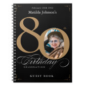 80e anniversaire Black Gold Elegant Script Livre d (Devant)