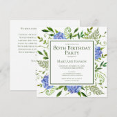 80e anniversaire Blue Hydrangeas demande de carte (Devant / Derrière)