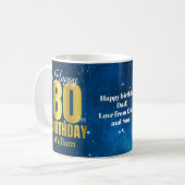 80e anniversaire Blue Space Typographie Café Mug (Devant gauche)