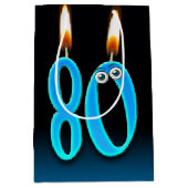80e Anniversaire Bougies Moyenne Sac Cadeau (Devant)