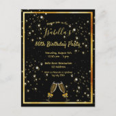 80e anniversaire bulles d'or noir invitation (Devant)
