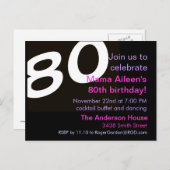 80e anniversaire de fête Carte postale Invitation (Devant / Derrière)