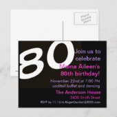 80e anniversaire de fête Carte postale Invitation (Devant / Derrière)