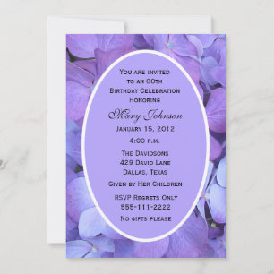 80e anniversaire de fête Invitation Hydrangeas