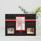 80e anniversaire de mariage Invitations photo Red (Debout devant)