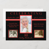 80e anniversaire de mariage Invitations photo Red (Devant / Derrière)