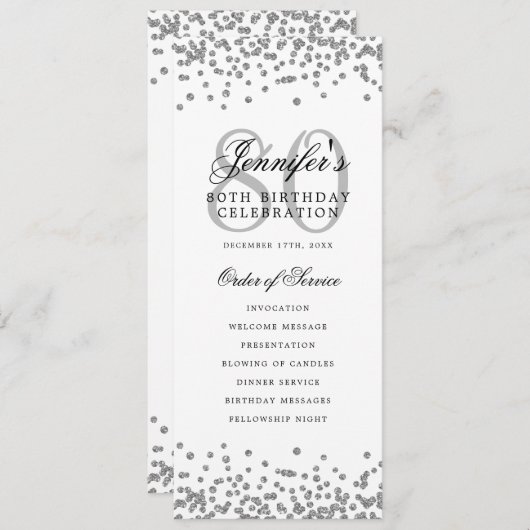 80e anniversaire du programme de fête Merci Argent (Devant / Derrière)