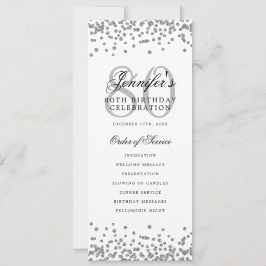 80e anniversaire du programme de fête Merci Argent (Devant)