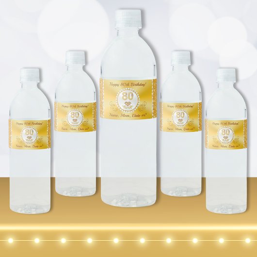 80e anniversaire Étiquettes de bouteille d'eau, pe