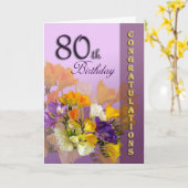 80e anniversaire Félicitations Carte d'anniversair (Fleur jaune)