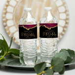 80e Anniversaire Fête Bourgogne Gold Agate<br><div class="desc">Ces étiquettes chic de bouteille d'eau de 80 ans présentent une aquarelle d'une géode d'agate dans les tons de rouge bordeaux avec des reflets de parties scintillant d'or. Les mots "80th Birthday" apparaissent dans la parties scintillant en faux or dans une police décorative moderne d'écriture manuscrite. Customisez-le avec le nom...</div>