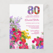 80e anniversaire fête fleurie invitation moderne (Devant)