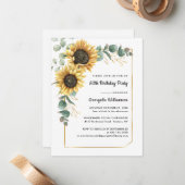 80e anniversaire fête Floral Invitation (Devant/Arrière en situation)