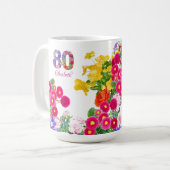 80e anniversaire fête florale bouquet café tasse (Devant gauche)
