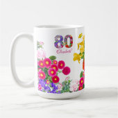 80e anniversaire fête florale bouquet café tasse (Gauche)