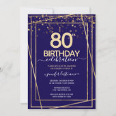 80e anniversaire Gold and Blue Invitation (Devant)