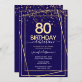 80e anniversaire Gold and Blue Invitation (Devant / Derrière)