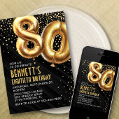 80e anniversaire Gold Black Invitation