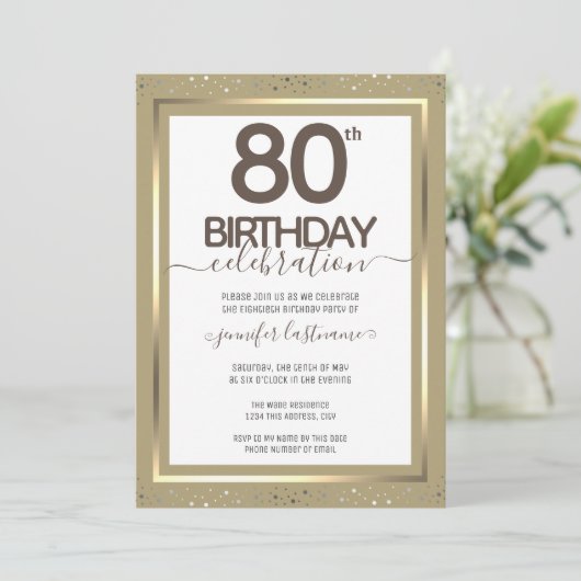 80e anniversaire Gold Formal Invitation (Debout devant)