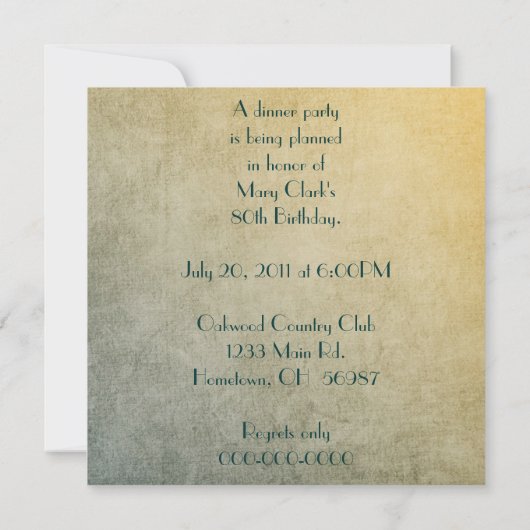 80e anniversaire Invitation (Dos)