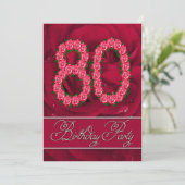 80e anniversaire invitation à la fête avec roses (Debout devant)