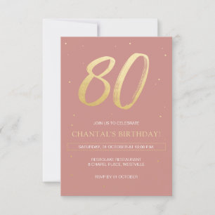 80e anniversaire Invitation avec Dusty Pink et Gol