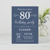 80e anniversaire Invitation Bleu (Debout devant)