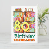 80e anniversaire Invitation Bougies et cadeaux (Debout devant)
