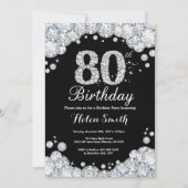 80e anniversaire Invitation Chalkboard Silver Diam (Devant)