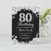 80e anniversaire Invitation Chalkboard Silver Diam (Debout devant)