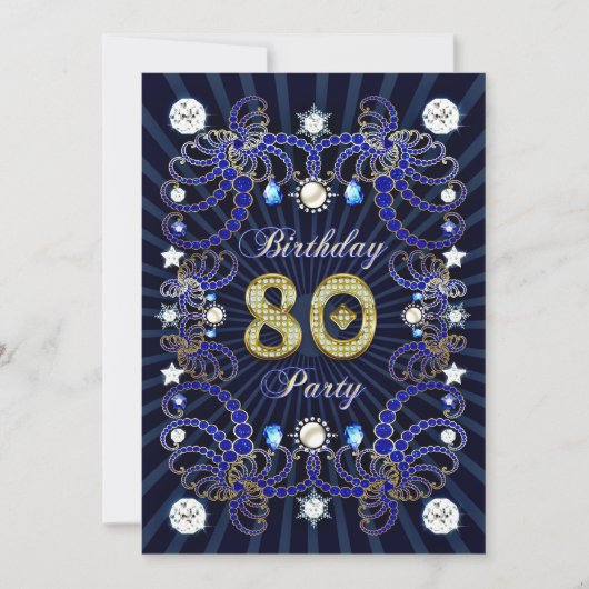 80e anniversaire invitation de fête avec des masse (Devant)