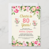 80e anniversaire Invitation Féminine Floral (Devant)